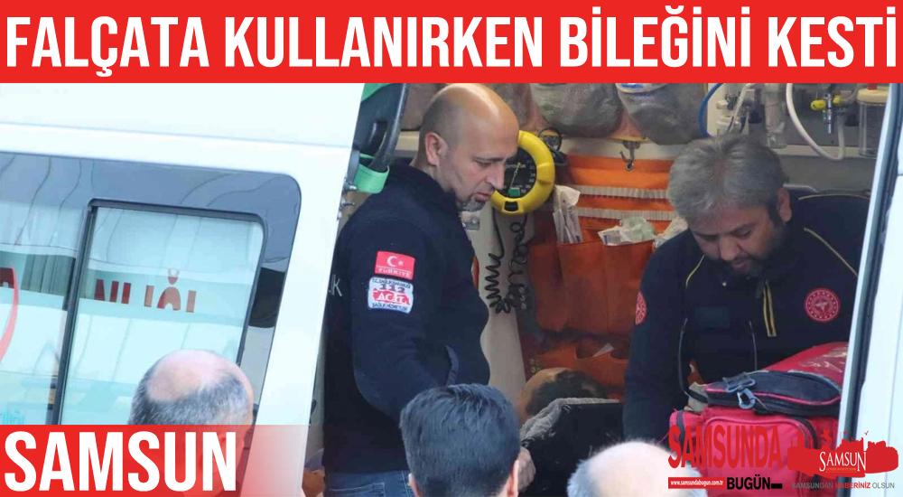 Samsun’da giysi kolisi keserken bileğini kesti