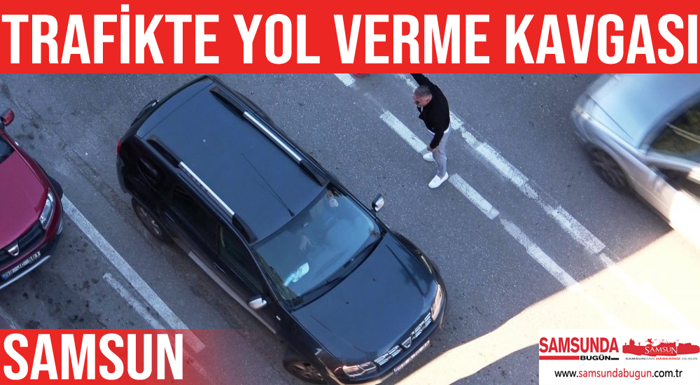 Samsun’da trafikte gergin anlar
