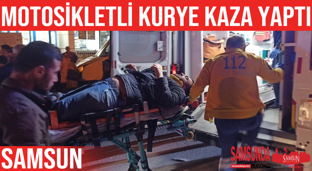 Kaza yapan motosikletli kurye yaralandı