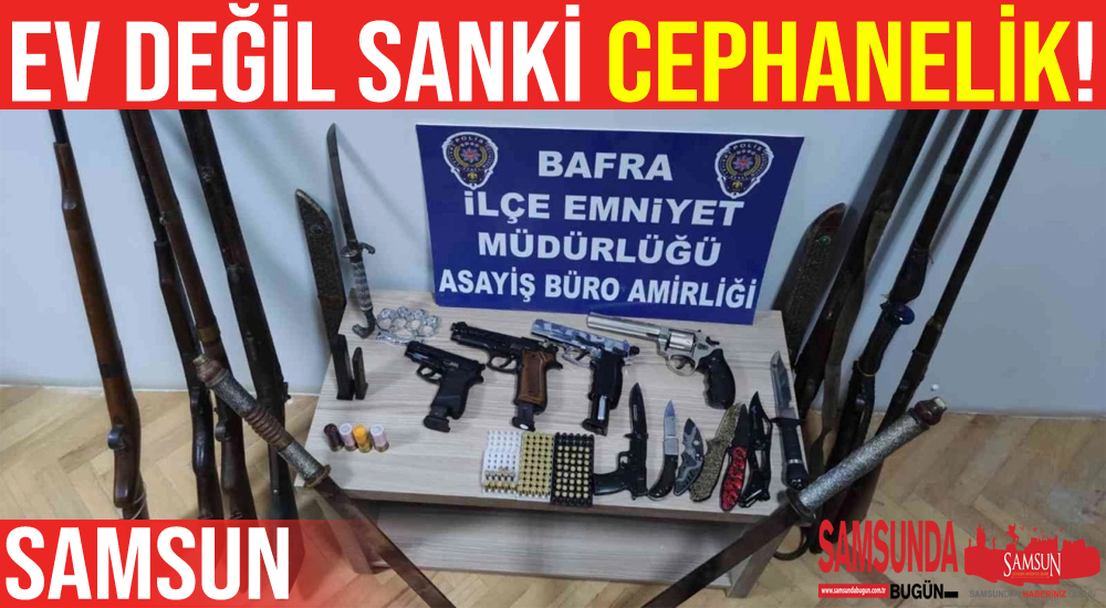Samsun’da ruhsatsız tabanca, tüfek ve hassas terazi ele geçirildi