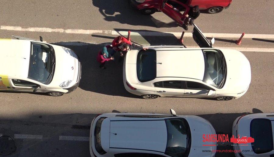 Samsun’da trafikte gergin anlar