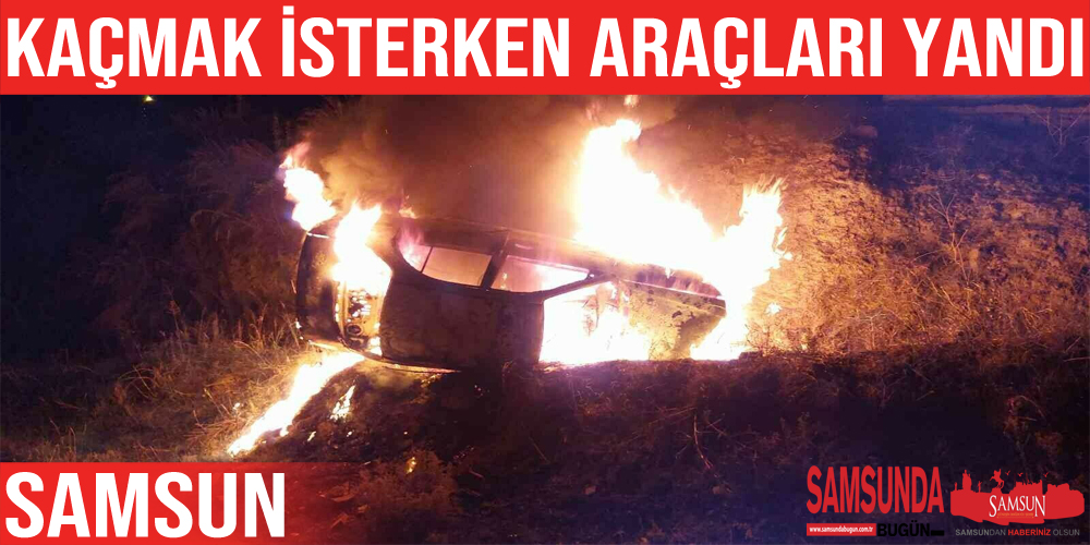 Kaçmak isteyenlerin aracı kazada alev alev yandı