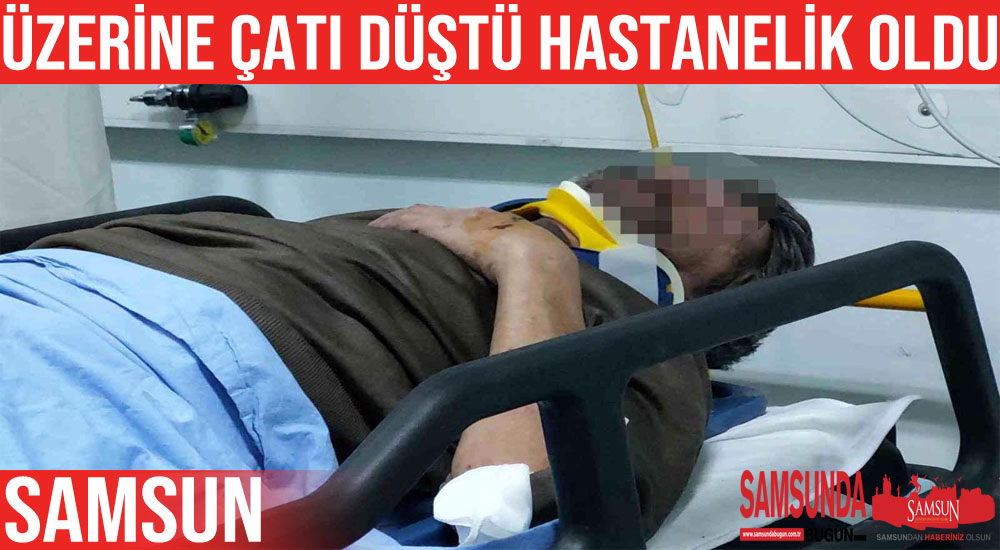 Üzerine çatı çöken işçi hastanelik oldu