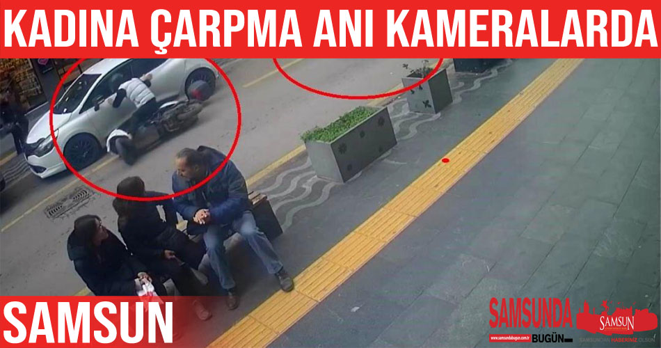 Motosikletin kadın yayaya çarpma anı kamerada