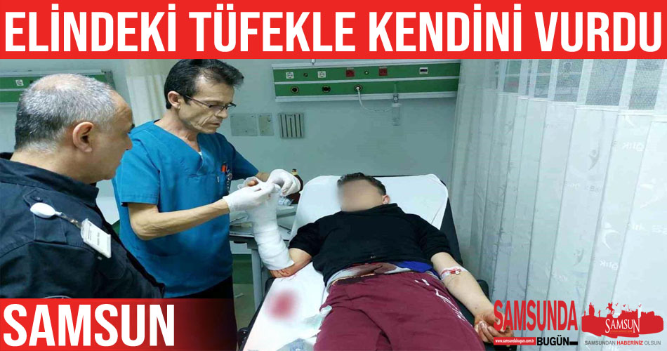 Elindeki tüfekle kendini vurdu