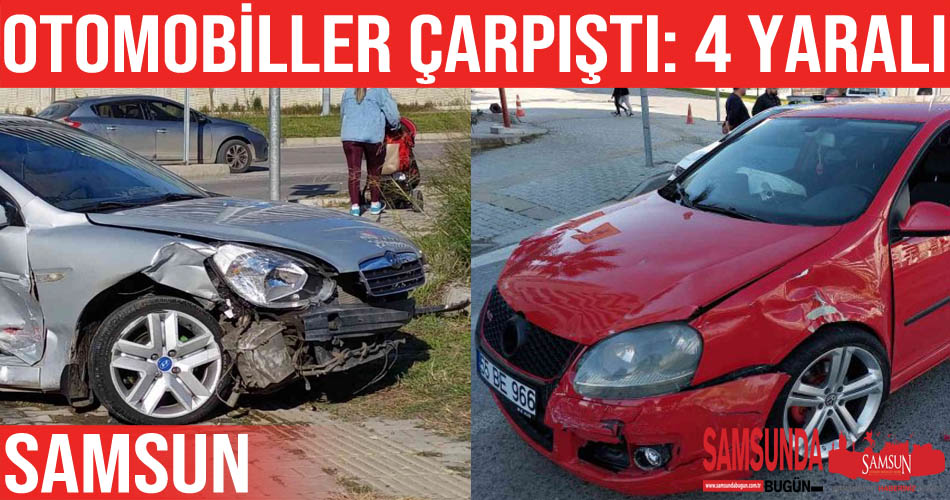 Samsun’daki kazada kavşakta iki otomobil çarpıştı