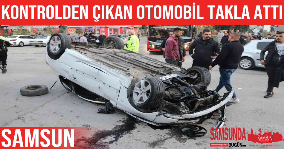 Kontrolden çıkan otomobil takla attı