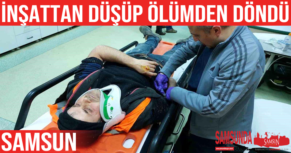 Fabrika inşaatından düşen işçi ölümden döndü