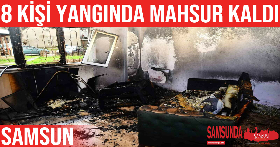 Ev yangınında mahsur kalan 8 kişi kurtarıldı