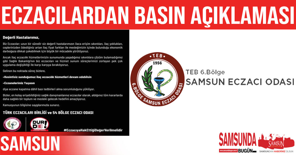 Samsun Eczacı Odasından Basın Açıklaması