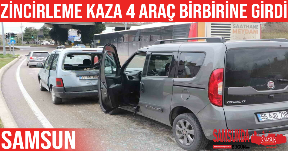 Samsun’da 4 aracın karıştığı zincirleme trafik kazasında 2 yaralı