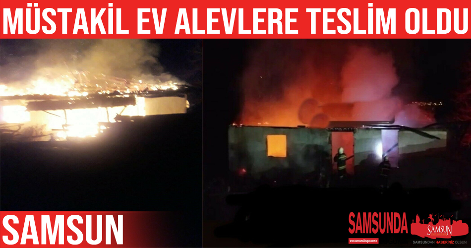 Müstakil ev alevlere teslim oldu