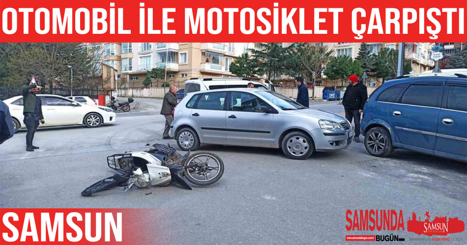 Otomobilin çarptığı motosiklet sürücüsü yaralandı