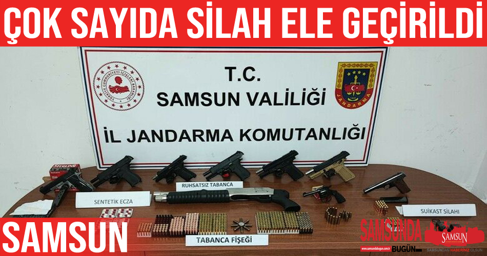 Samsun’da çok sayıda silah ele geçirildi