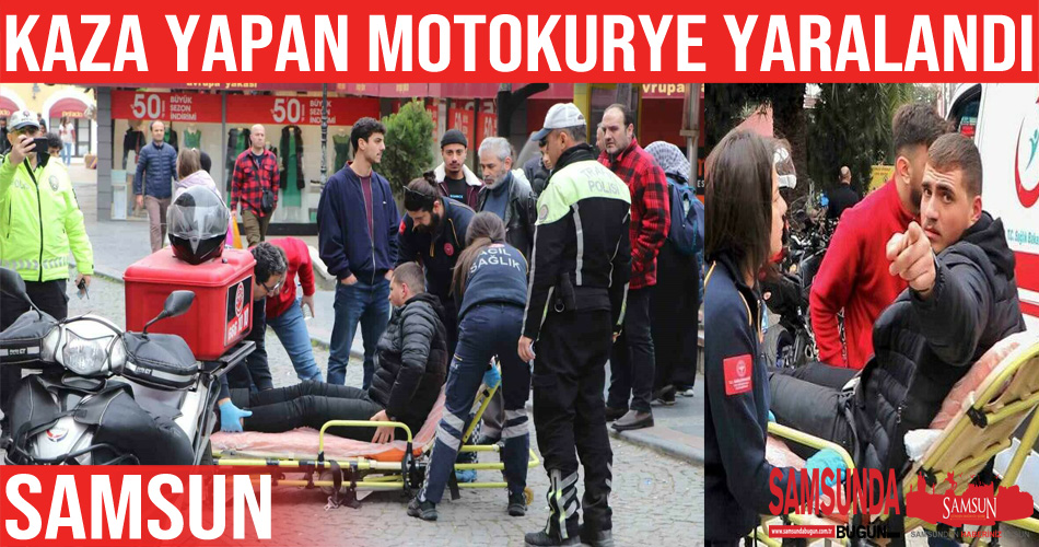 Kaza yapan motosikletli kurye yaralandı